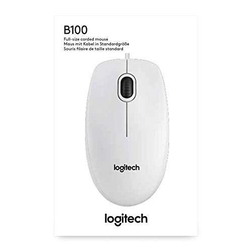 Logitech B100 White Optical Mouse for Business