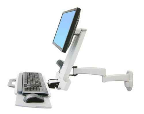 Ergotron 200 Series Combo Arm - Mounting kit (handle, wall bracket, articulating arm, support tray, wrist rest) for LCD display / keyboard / mouse / bar code scanner - plastic, aluminium, steel - white - screen size: up to 24" - wall-mountable