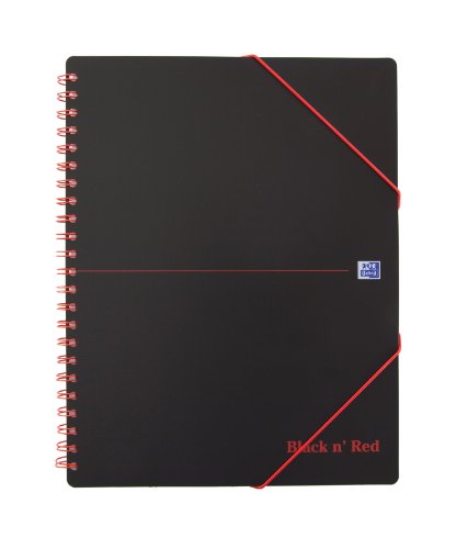 Best Value Oxford Black n' Red A4+ Poly Cover Wirebound Meeting Book, Ruled with Margin Notebook Including Rear Storage Envelope, 160 Page, 1 Notebook