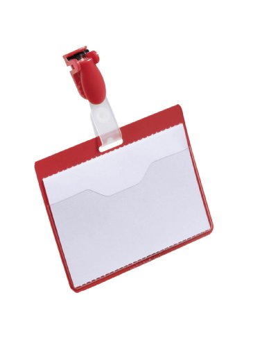 Best Value Durable 60 x 90 mm Name Badge with Clip - Red (Pack of 25)