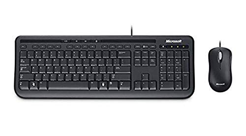 Best Value Microsoft Wired Desktop 600 Keyboard and Mouse Set, UK Layout - Black