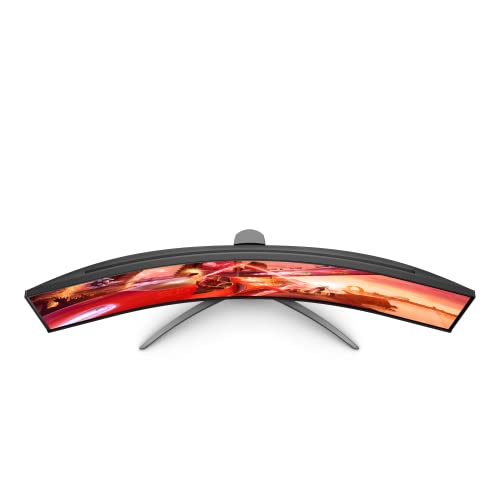 AOC Gaming AG493UCX - AGON Series - LED monitor - curved - 49" - 5120 x 1440 Dual Quad HD @ 120 Hz - VA - 550 cd/mï¿½ - 3000:1 - DisplayHDR 400 - 1 ms - 2xHDMI, 2xDisplayPort, USB-C - speakers - black, silver