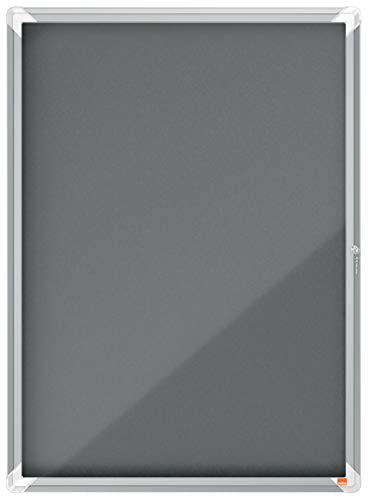 Nobo Premium Plus Grey Felt Lockable Notice Board 9Xa4 Dd