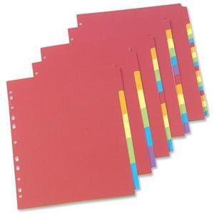 Best Value Concord 50999 A4 12 Part Europunched Bright Subject Dividers, Assorted Colour