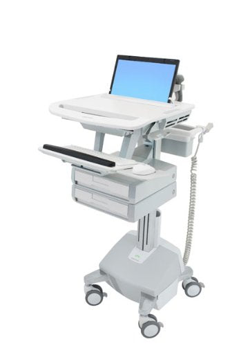 Ergotron StyleView - Cart for notebook / keyboard / mouse (open architecture) - medical - aluminium, zinc-plated steel, high-grade plastic - grey, white, polished aluminium - screen size: 17.3" wide - output: AC 230 V - 40 Ah - lithium iron phosphate