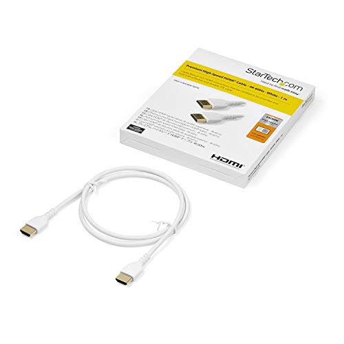 StarTech 1m Premium Certified High Speed 4K 60Hz HDR HDMI 2.0 Cable with Ethernet White