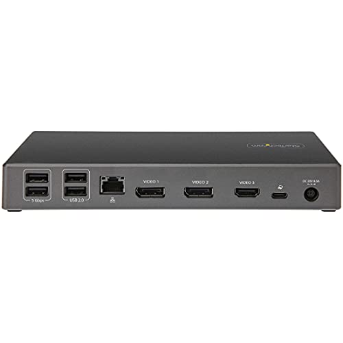 StarTech Triple 4K Monitor 100W Power Delivery DP 1.4 Alt Mode and DSC 2x DisplayPort 1.4 HDMI 6x USB USB C Dock