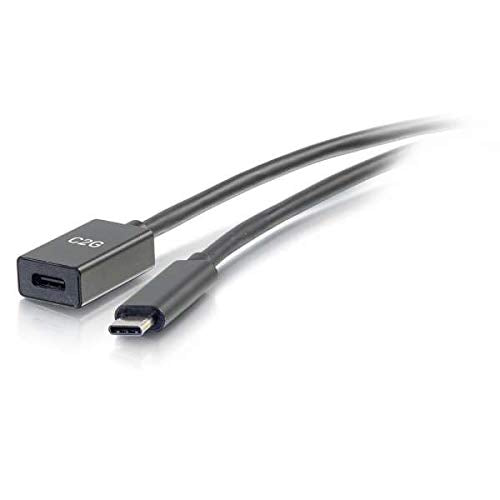 C2G 1ft USB-C to C 3.1 (Gen 2) Male to Female Extension Cable (10Gbps) - USB extension cable - USB-C (M) to USB-C (F) - USB 3.1 Gen 2 / Thunderbolt 3 - 3 A - 30 cm - molded - black