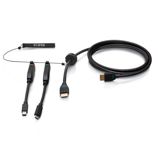 C2G 15ft (4.5m) 4K HDMI Premium Cable and Dongle Adapter Ring with Color Coded Mini DisplayPort and USB-C - Video adapter kit - black - gold flashed contacts, 4K60Hz support, 4K30Hz support (mDP)