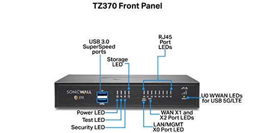 SonicWall TZ370 - Advanced Edition - security appliance - GigE - SonicWall Secure Upgrade Plus Program (2 years option) - desktop