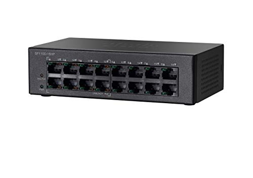 Cisco Small Business SF110D-16HP - Switch - unmanaged - 8 x 10/100 + 8 x 10/100 (PoE) - desktop, wall-mountable - PoE (64 W)