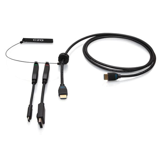 C2G 6ft (1.8m) 4K HDMI Premium Cable and Dongle Adapter Ring with Color Coded DisplayPort and USB-C - Video adapter kit - black - gold flashed contacts, 4K60Hz support, 4K30Hz support (DisplayPort)