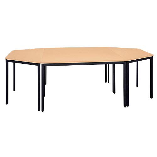 Niceday Rectangular Table with Beech Coloured MFC & Aluminium Top and Black Frame 1600 x 800 x 750 mm