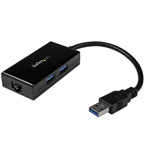 StarTech.com 2 Port USB 3.0 Hub with Ethernet - USB 3.0 x 2 - Gigabit Ethernet Network Adapter for Windows / Mac / Chrome (USB31000S2H)