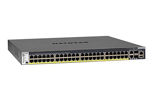 NETGEAR M4300-52G-PoE+ - Switch - L3 - Managed - 2 x 10/100/1000/10000 + 2 x 10 Gigabit SFP+ + 48 x 10/100/1000 (PoE+) - front to back airflow - rack-mountable - PoE+ (480 W)