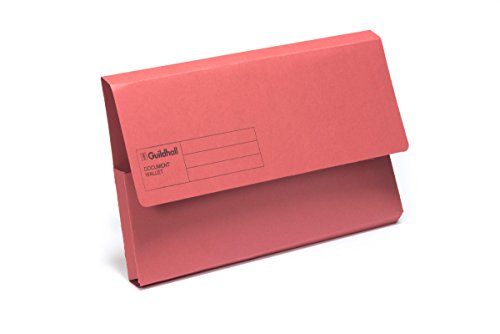 Best Value Exacompta Guildhall Document Wallets, 285 gsm, Foolscap - Red, Pack of 50