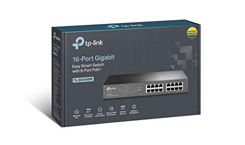 TP-Link Easy Smart TL-SG1016PE - Switch - smart - 8 x 10/100/1000 (PoE+) + 8 x 10/100/1000 - desktop, rack-mountable - PoE+ (110 W)