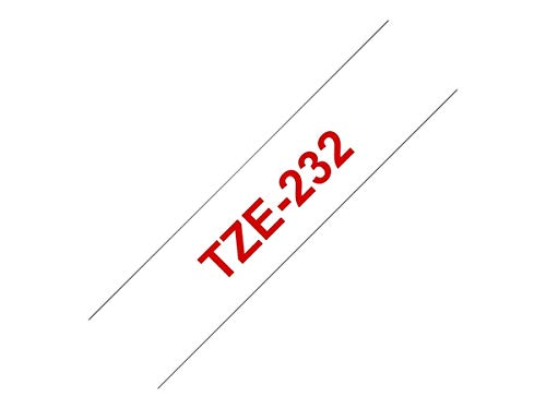 Brother TZe-232 - Standard adhesive - red on white - Roll (1.2 cm x 8 m) 1 roll(s) laminated tape - for Brother PT-D210, D600, H110, P-Touch PT-1005, 1880, E800, H110, P-Touch Cube Plus PT-P710