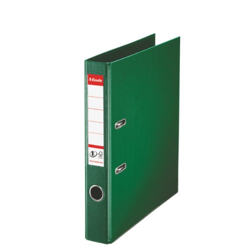 Best Value Esselte 48076 Mini Lever Arch File PVC Slotted 50 mm Spine A4 - Dark Green, Pack of 10