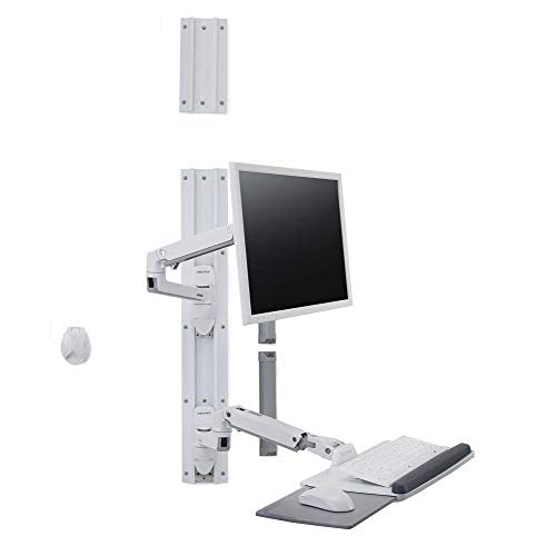 Ergotron LX Wall Mount System - Mounting kit (wall arm, mouse holder, keyboard arm, wrist rest) - for LCD display / PC equipment - polished aluminium - white - screen size: up to 32" - wall-mountable