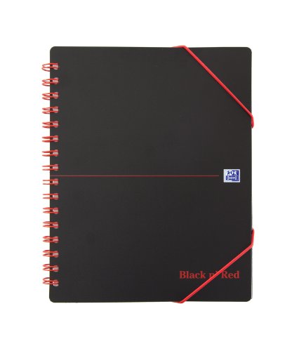 Best Value Oxford Black n' Red A5+ Poly Cover Wirebound Meeting Book, Ruled with Margin Notebook Including Rear Storage Envelope, 160 Page, 1 Notebook