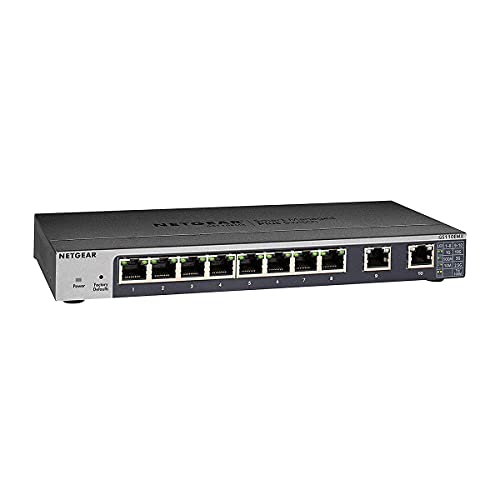 NETGEAR Plus GS110EMX - Switch - smart - 8 x 1000Base-T + 2 x 100/1000/2.5G/5G/10G (uplink) - desktop, rack-mountable, wall-mountable