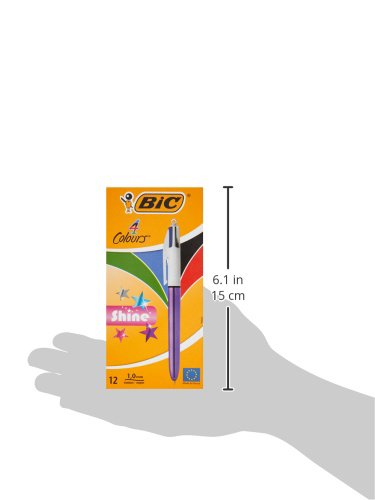 Best Value BIC 4 Colours Shine Ballpoint Pens - Metallic Purple Body, Box of 12