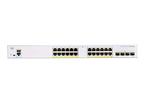 Cisco Business 250 Series 250-24FP-4G - Switch - L3 - smart - 24 x 10/100/1000 (PoE+) + 4 x Gigabit SFP - rack-mountable - PoE+ (370 W)