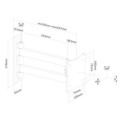 NewStar TV/Monitor Wall Mount (2 pivots & tiltable) for 10"-27" Screen - Silver - Wall mount for LCD display (Tilt & Swivel) - silver - screen size: 10"-27"