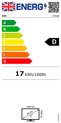 AOC 27V2Q - LED monitor - 27" - 1920 x 1080 Full HD (1080p) @ 75 Hz - IPS - 250 cd/m - 1000:1 - 5 ms - HDMI, DisplayPort