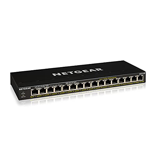 NETGEAR GS316P - Switch - unmanaged - 16 x 10/100/1000 (PoE+) - desktop, wall-mountable - PoE+ (115 W)