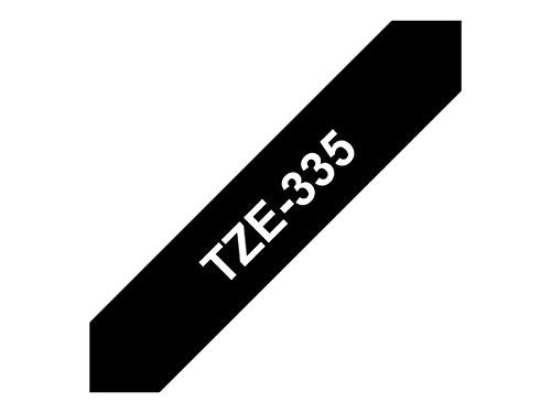 Best Value Brother TZe-335 Labelling Tape Cassette, 12 mm (W) x 8 m (L), Laminated, Brother Genuine Supplies - White on Black