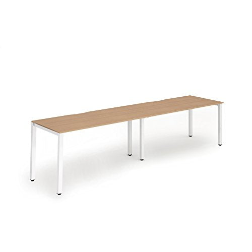 Dynamic Evolve Plus 1400mm Single Row 2 Person Desk Oak Top White Frame BE355