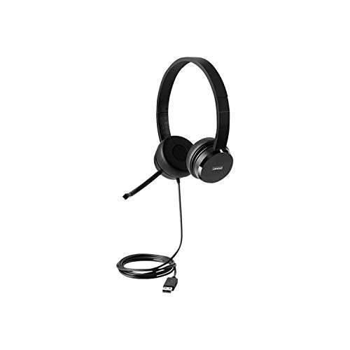 Lenovo 100 - Headset - on-ear - wired - USB - black - for ThinkCentre M60, M90, ThinkEdge SE30, ThinkPad L14 Gen 2, L15 Gen 2, P14s Gen 2