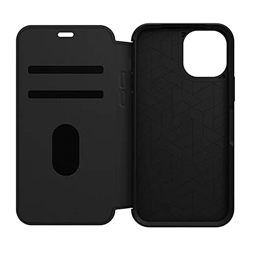 OtterBox Strada Series Folio - Flip cover for mobile phone - leather, polycarbonate, metal latch - shadow black - slim design