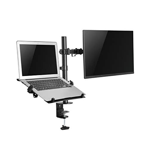 NewStar Full Motion and Desk Mount (clamp) for 10-27" Monitor Screen AND Laptop, Height Adjustable - Black - Desk mount for LCD display / notebook (adjustable arm) - black - screen size: 10"-32"