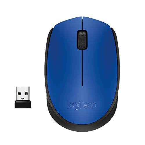 Logitech M171 - Mouse - right and left-handed - wireless - 2.4 GHz - USB wireless receiver - black, blue