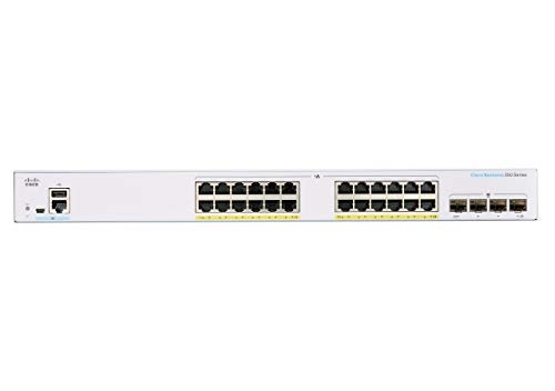 Cisco Business 350 Series 350-24FP-4G - Switch - L3 - Managed - 24 x 10/100/1000 (PoE+) + 4 x Gigabit SFP - rack-mountable - PoE+ (370 W)