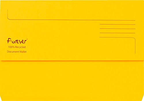 Best Value Exacompta Forever Document Wallets, 290 gsm, Foolscap - Yellow, Pack of 25