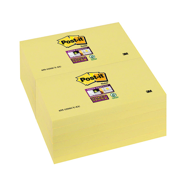 Post-it Super Sticky 76x127mm Canary Yellow (Pack of 12) 655-12SSCY