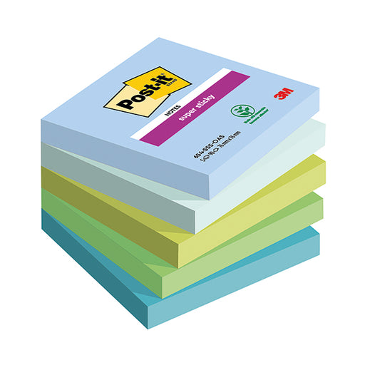 Post-it Super Sticky Oasis Colour 76x76mm 90 Sheet (Pack of 5) 7100258898