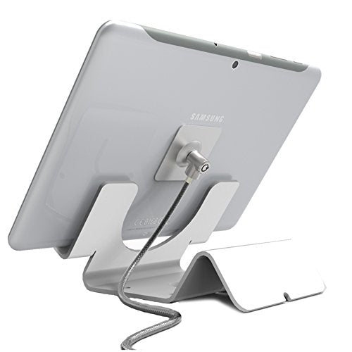 Compulocks Universal Tablet Holder Keyed Coiled Cable Lock White - Stand - for tablet - lockable - high-grade aluminium - white - desktop