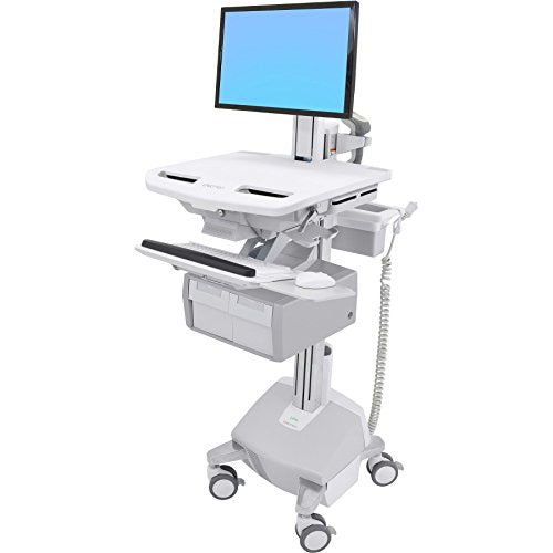 Ergotron StyleView Cart with LCD Pivot, LiFe Powered, 2 Tall Drawers - Cart - for LCD display / PC equipment (open architecture) - lockable - aluminium, zinc-plated steel, high-grade plastic - screen size: up to 24" - 40 Ah - lithium