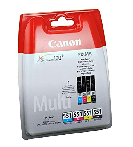 Canon CLI-551 - 6509B009 - 1 x Black,1 x Cyan,1 x Magenta,1 x Yellow - Multipack - Ink tank - For PIXMA iP8750,iX6850,MG5550,MG5650,MG5655,MG6450,MG6650,MG7150,MG7550,MX725,MX925