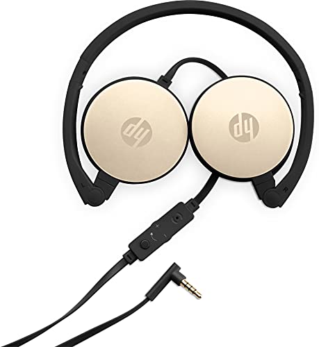 HP H2800 - Headphones with mic - on-ear - wired - 3.5 mm jack - gold - for OMEN by HP 16, Victus by HP 16, HP 15, Chromebook 11, Pavilion 15, Slim S01