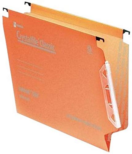 Rexel 3000110 Crystalfile Classic 330 Lateral Suspension File, 300 Sheet Capacity, 30 mm Squared Base Manilla, Pack of 25, Orange