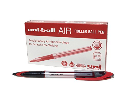 Best Value Uni-Ball UB-188-L Fountain Pen Tip 0.7mm Air Rollerball Pens, Red Gel, 12 Pack