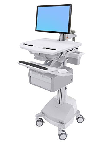 Ergotron StyleView Cart with LCD Arm, SLA Powered, 2 Tall Drawers - Cart - for LCD display / PC equipment (open architecture) - lockable - aluminium, zinc-plated steel, high-grade plastic - screen size: up to 24" - 66 Ah - Lead Acid