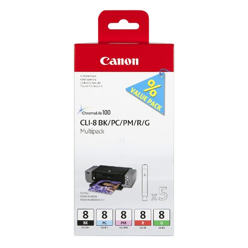 Canon CLI-8 - 0620B027 - 1 x Black,1 x Cyan,1 x Magenta,1 x Red,1 x Green - Multipack - Ink tank - For PIXMA Pro9000,Pro9000 Mark II