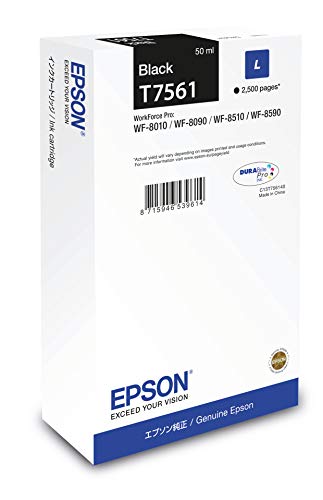 Epson T7561 - 50 ml - L size - black - original - ink cartridge - for WorkForce Pro WF-8010, WF-8090, WF-8090 D3TWC, WF-8510, WF-8590, WF-8590 D3TWFC